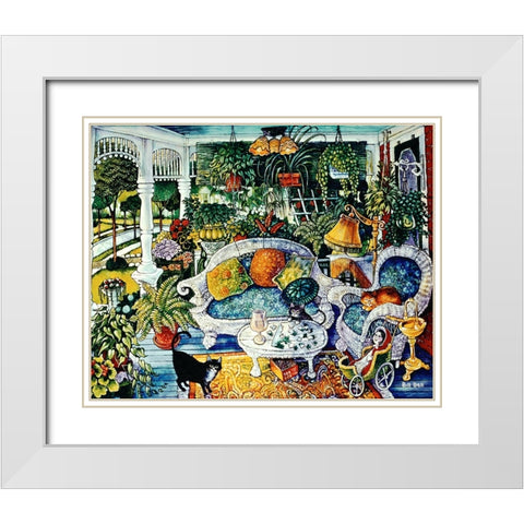 White Wicker Summer White Modern Wood Framed Art Print with Double Matting by Bell, Bill