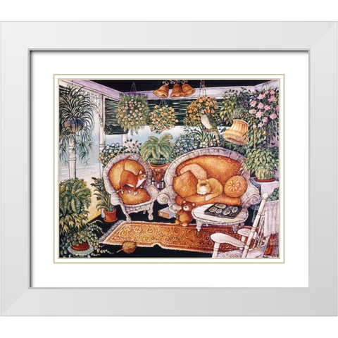 Wicker Porch White Modern Wood Framed Art Print with Double Matting by Bell, Bill