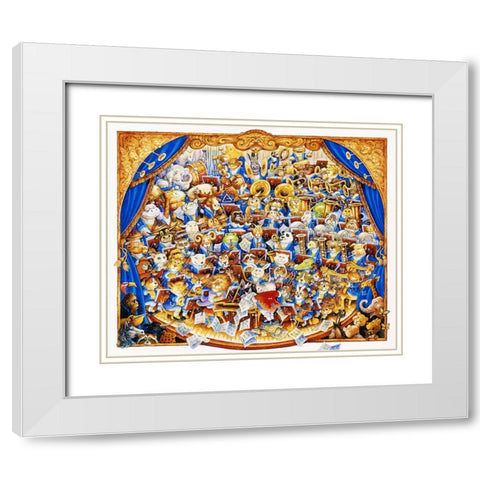 Animal Orchestra White Modern Wood Framed Art Print with Double Matting by Bell, Bill