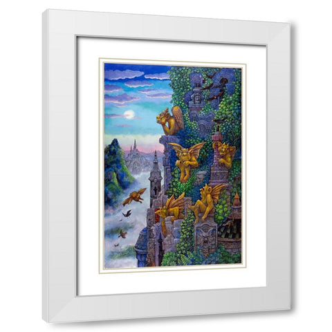 Gargoyles Twilight White Modern Wood Framed Art Print with Double Matting by Bell, Bill