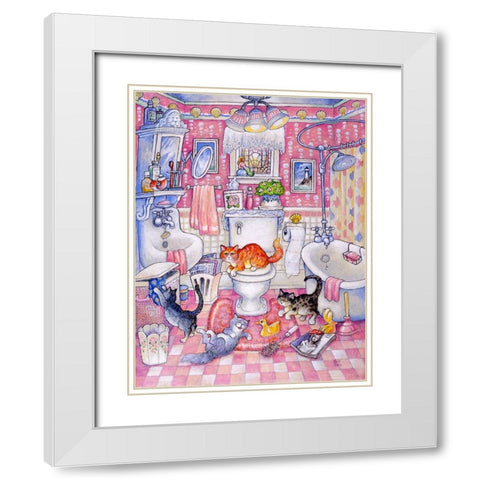 Pretty In Pink White Modern Wood Framed Art Print with Double Matting by Bell, Bill