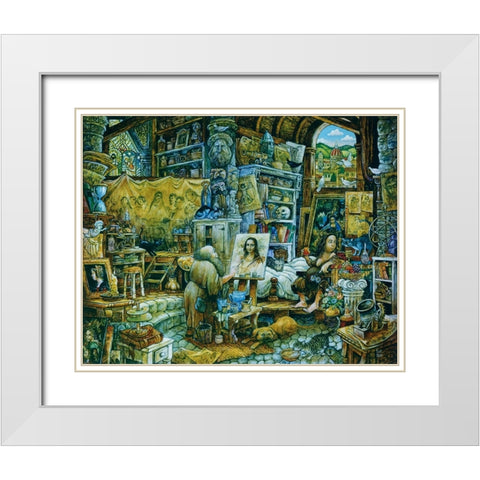 Mona 1 Apple White Modern Wood Framed Art Print with Double Matting by Bell, Bill