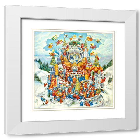 Holy Cats Do Christmas White Modern Wood Framed Art Print with Double Matting by Bell, Bill