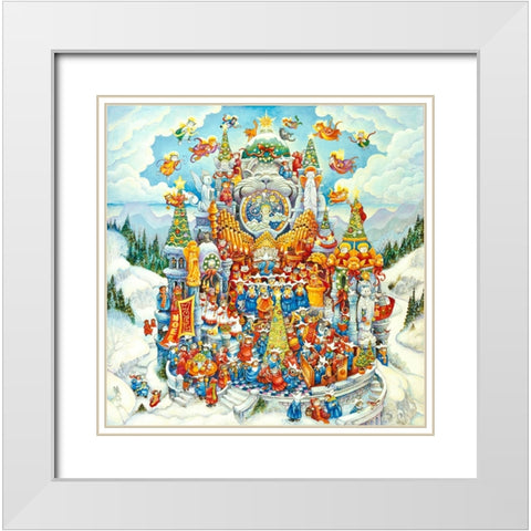 Holy Cats Do Christmas White Modern Wood Framed Art Print with Double Matting by Bell, Bill