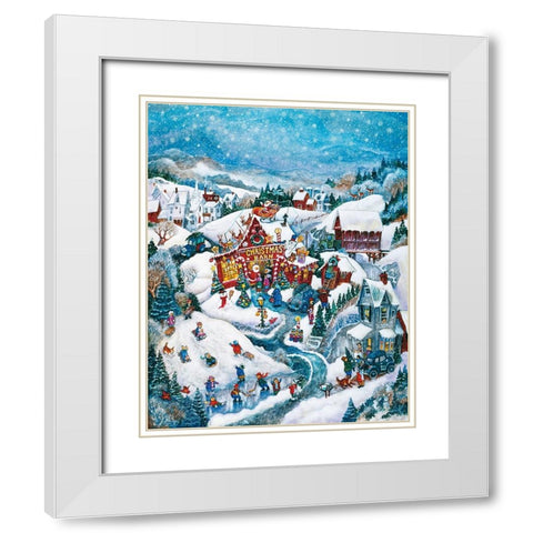 Christmas Barn White Modern Wood Framed Art Print with Double Matting by Bell, Bill