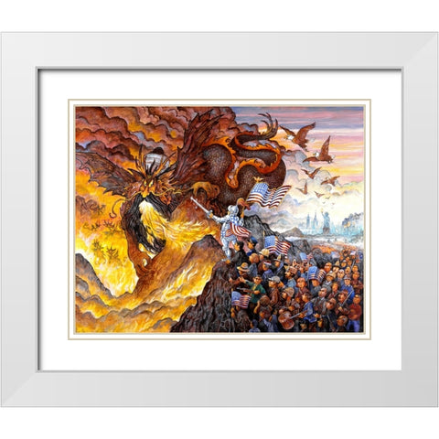 Fight For Freedom White Modern Wood Framed Art Print with Double Matting by Bell, Bill