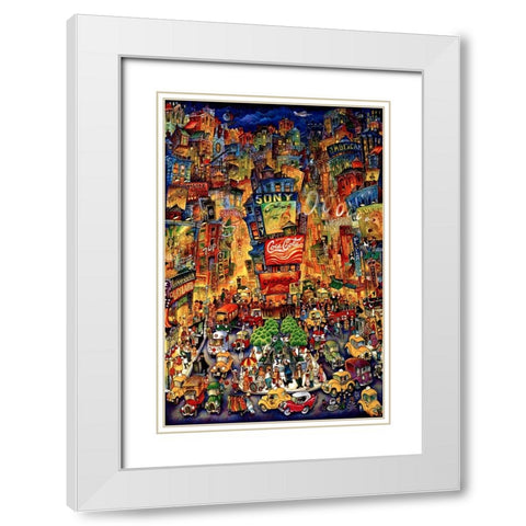 Times Square White Modern Wood Framed Art Print with Double Matting by Bell, Bill
