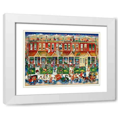 Row Houses  White Modern Wood Framed Art Print with Double Matting by Bell, Bill