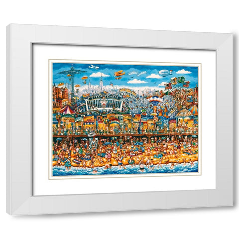 Coney Island White Modern Wood Framed Art Print with Double Matting by Bell, Bill