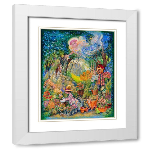 My Gardening Angel White Modern Wood Framed Art Print with Double Matting by Bell, Bill