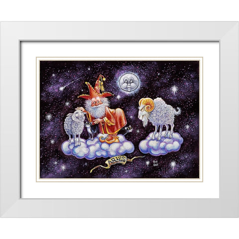 Aries White Modern Wood Framed Art Print with Double Matting by Bell, Bill