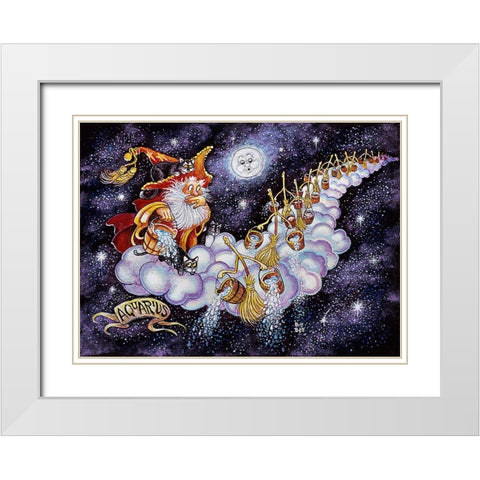 Aquarius White Modern Wood Framed Art Print with Double Matting by Bell, Bill