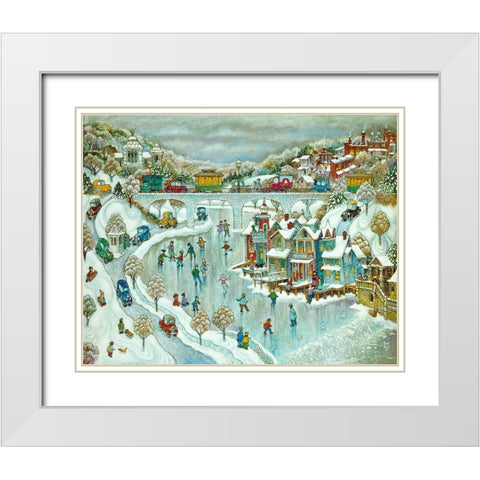 Boathouse Snow White Modern Wood Framed Art Print with Double Matting by Bell, Bill