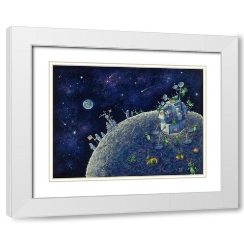 Moon Landing White Modern Wood Framed Art Print with Double Matting by Bell, Bill