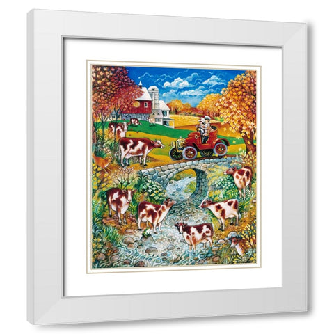 How Now Brown Cow White Modern Wood Framed Art Print with Double Matting by Bell, Bill