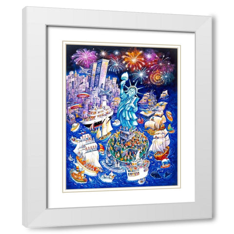 Miss Liberty White Modern Wood Framed Art Print with Double Matting by Bell, Bill