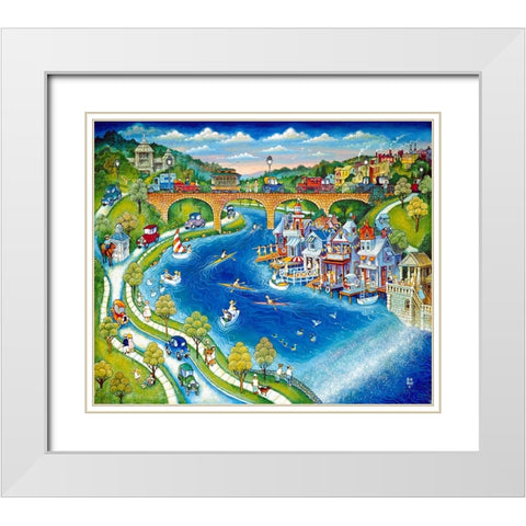 Boathouse Row White Modern Wood Framed Art Print with Double Matting by Bell, Bill