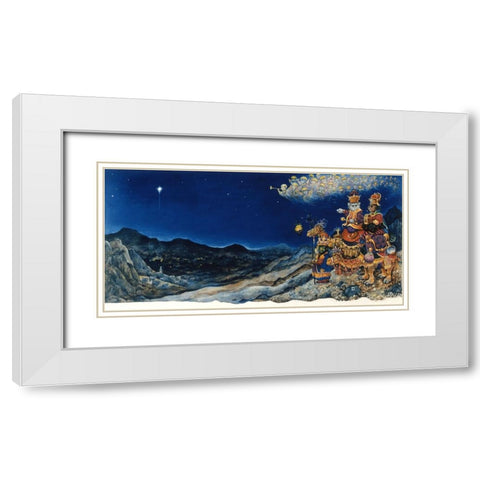 Three Wise Cats White Modern Wood Framed Art Print with Double Matting by Bell, Bill