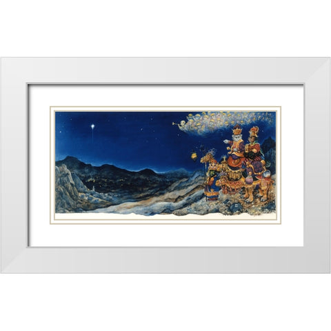 Three Wise Cats White Modern Wood Framed Art Print with Double Matting by Bell, Bill