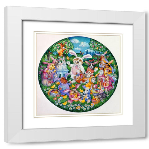 A Doggone Egg-Stravaganza (Pc) White Modern Wood Framed Art Print with Double Matting by Bell, Bill