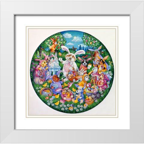 A Doggone Egg-Stravaganza (Pc) White Modern Wood Framed Art Print with Double Matting by Bell, Bill