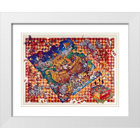 Noahs Puzzlement White Modern Wood Framed Art Print with Double Matting by Bell, Bill