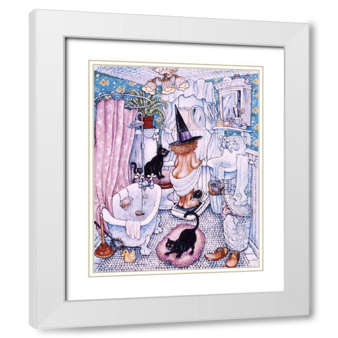 Witch Weighs Up White Modern Wood Framed Art Print with Double Matting by Bell, Bill