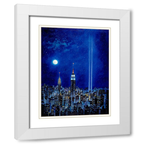 New York Lights 2002 White Modern Wood Framed Art Print with Double Matting by Bell, Bill