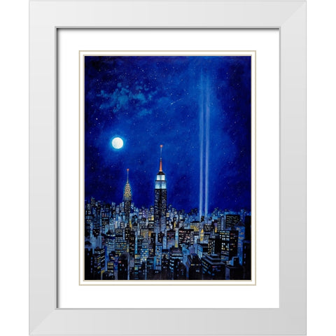 New York Lights 2002 White Modern Wood Framed Art Print with Double Matting by Bell, Bill