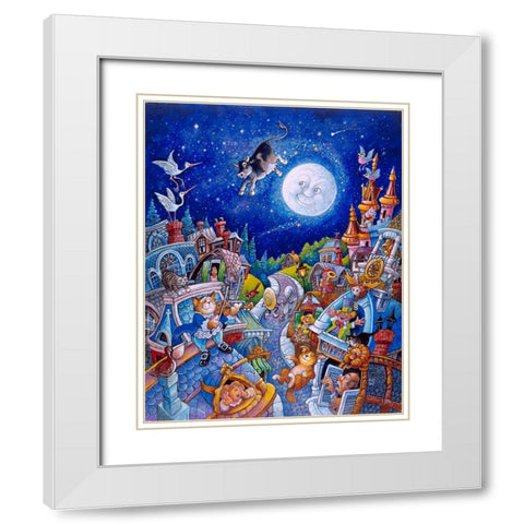 Hey Diddle Diddle White Modern Wood Framed Art Print with Double Matting by Bell, Bill