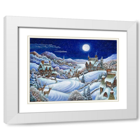 Winter Moon White Modern Wood Framed Art Print with Double Matting by Bell, Bill