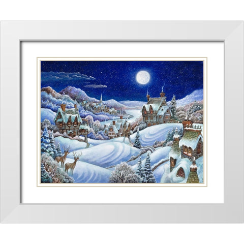 Winter Moon White Modern Wood Framed Art Print with Double Matting by Bell, Bill