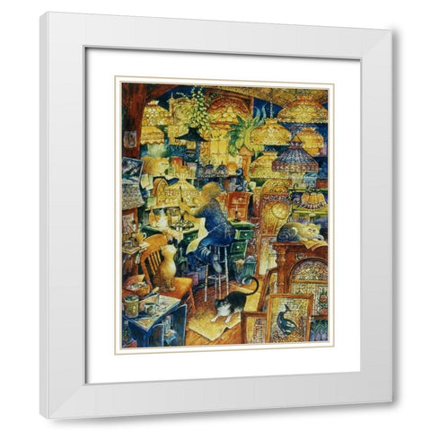 Stained Glass Man  White Modern Wood Framed Art Print with Double Matting by Bell, Bill