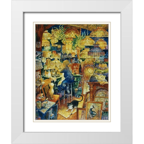 Stained Glass Man  White Modern Wood Framed Art Print with Double Matting by Bell, Bill