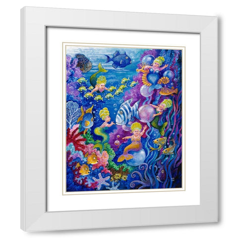 Little Little Mermaid White Modern Wood Framed Art Print with Double Matting by Bell, Bill