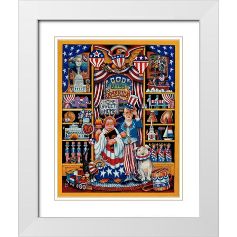 God Bless America White Modern Wood Framed Art Print with Double Matting by Bell, Bill
