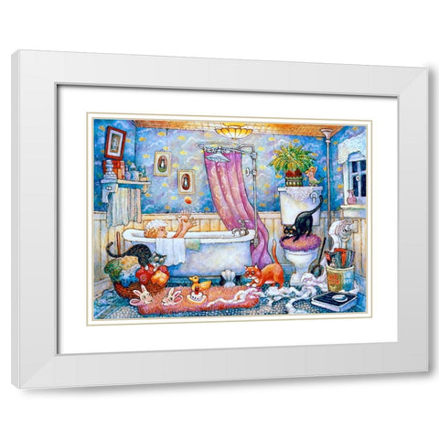 Saturday Night  White Modern Wood Framed Art Print with Double Matting by Bell, Bill