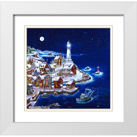 Night Light White Modern Wood Framed Art Print with Double Matting by Bell, Bill