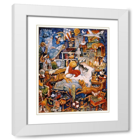 Superman White Modern Wood Framed Art Print with Double Matting by Bell, Bill