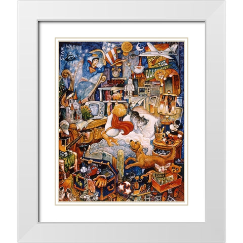 Superman White Modern Wood Framed Art Print with Double Matting by Bell, Bill