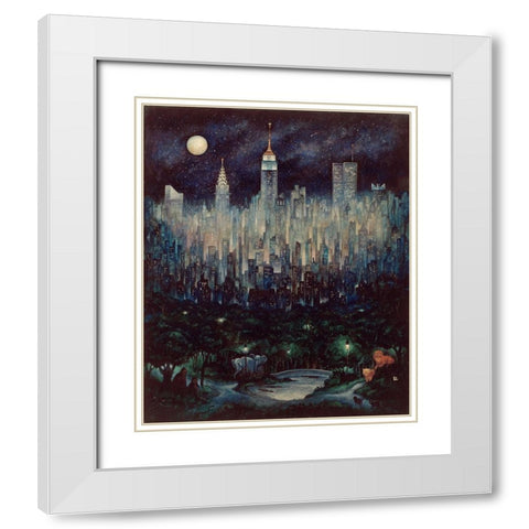 Jungle Moon White Modern Wood Framed Art Print with Double Matting by Bell, Bill