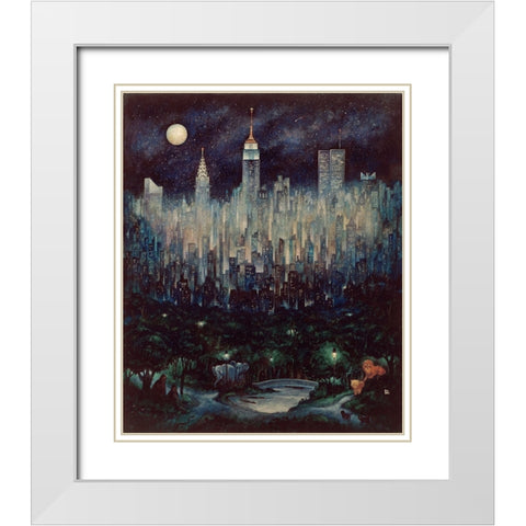 Jungle Moon White Modern Wood Framed Art Print with Double Matting by Bell, Bill