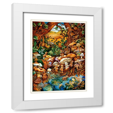 The Mushroom Fairies White Modern Wood Framed Art Print with Double Matting by Bell, Bill