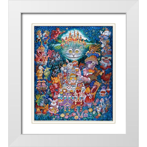 The Tea Party 2 White Modern Wood Framed Art Print with Double Matting by Bell, Bill