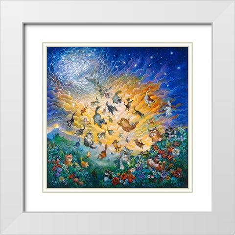 The Creation Of Cats White Modern Wood Framed Art Print with Double Matting by Bell, Bill