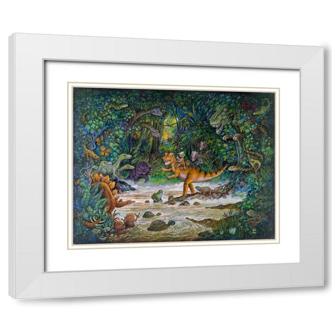 Jurassic Jungle White Modern Wood Framed Art Print with Double Matting by Bell, Bill