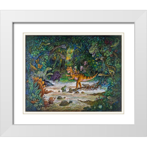 Jurassic Jungle White Modern Wood Framed Art Print with Double Matting by Bell, Bill