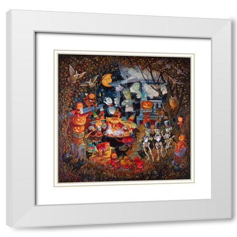 Monsters Night Out White Modern Wood Framed Art Print with Double Matting by Bell, Bill
