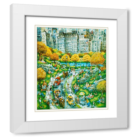 Central Park Sunday White Modern Wood Framed Art Print with Double Matting by Bell, Bill