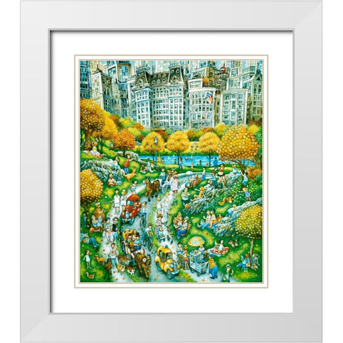 Central Park Sunday White Modern Wood Framed Art Print with Double Matting by Bell, Bill